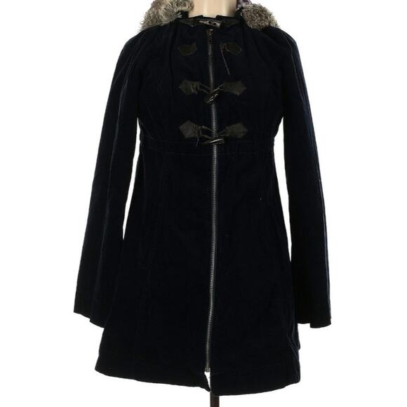 Free People Jackets & Blazers - Free People Vintage Navy Velour Coat Jacket